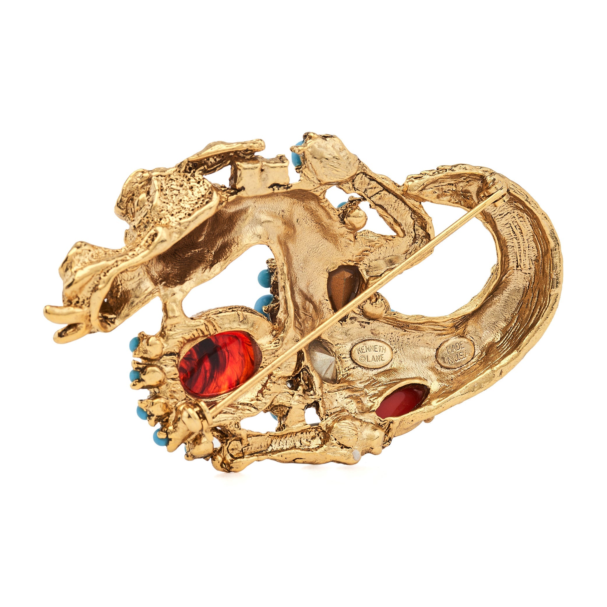 Multi-Gemstone Dragon Statement Brooch