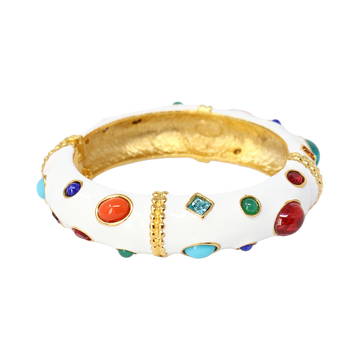 White Enamel Gemstone Bangle
