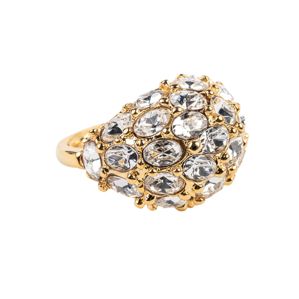 Domed Crystal Adjustable Ring