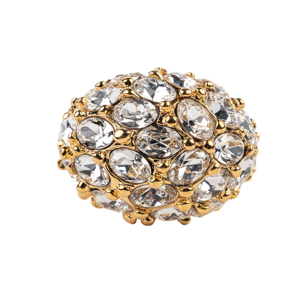 Domed Crystal Adjustable Ring