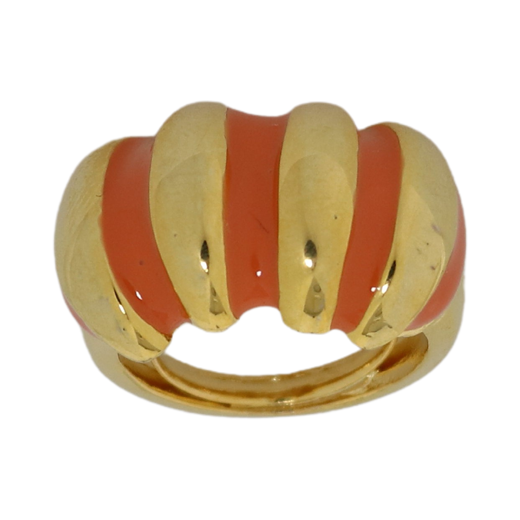 Light Coral Enamel Shrimp Adjustable Ring
