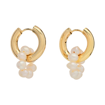 Hoop & Pearl Drop Earrings