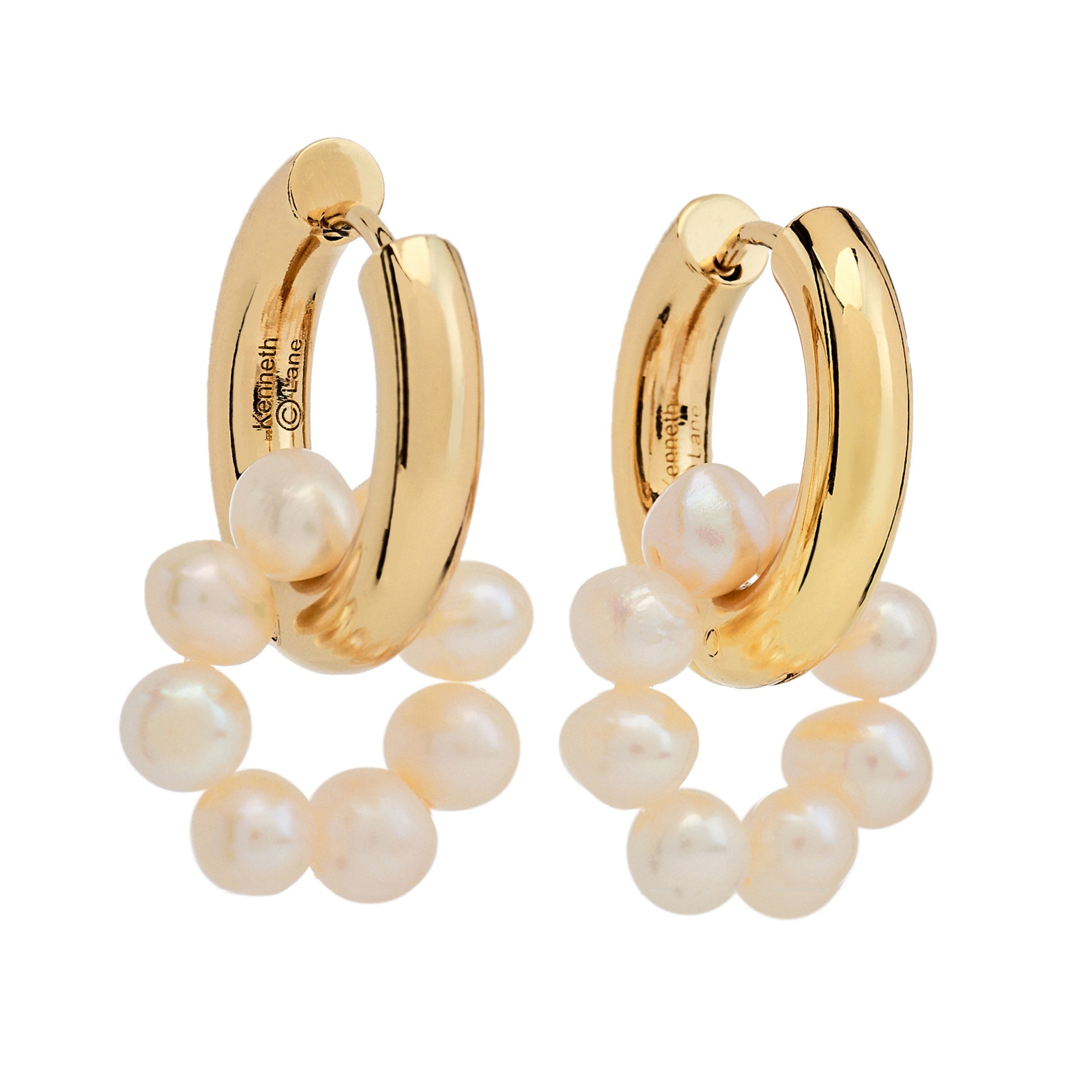 Hoop & Pearl Drop Earrings