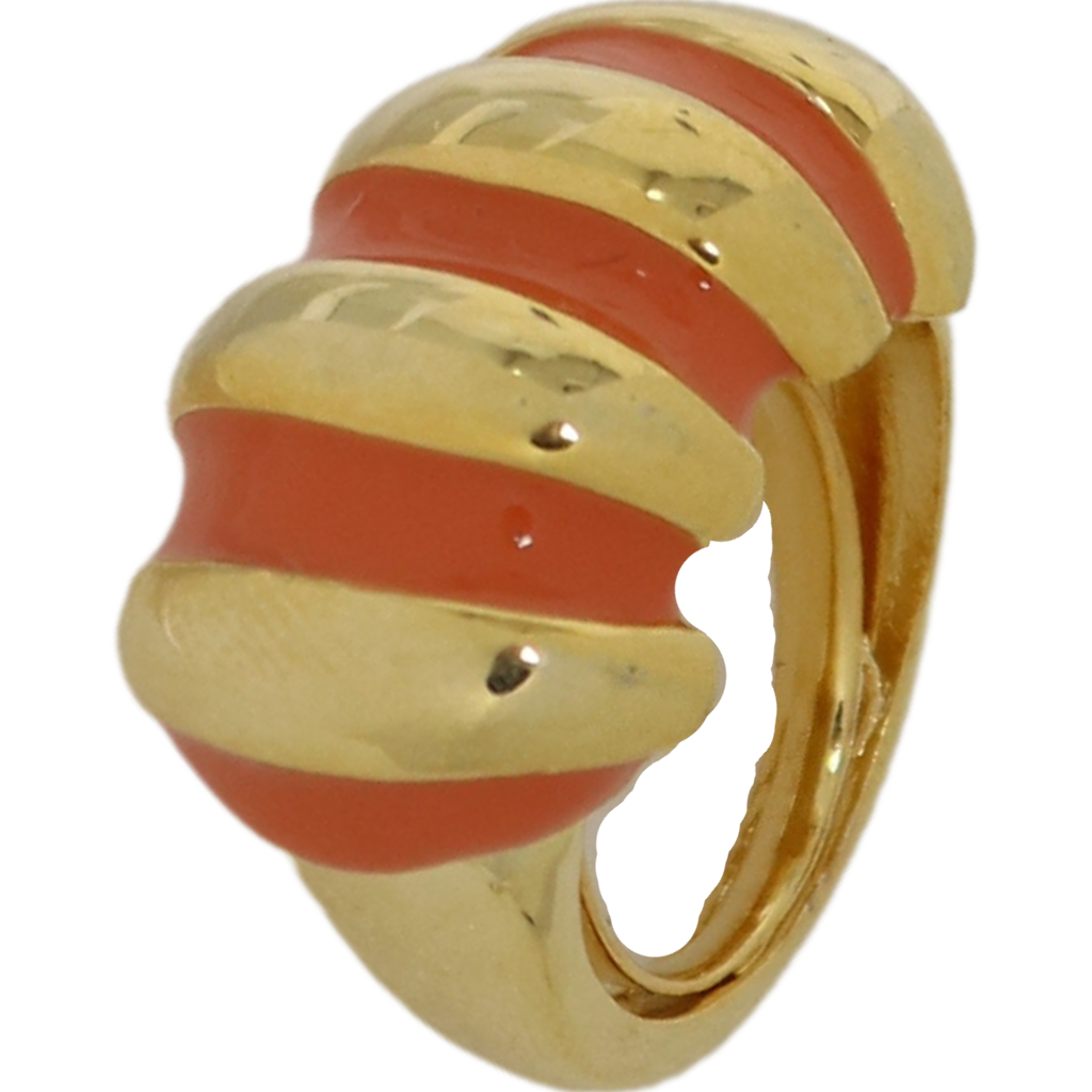 Light Coral Enamel Shrimp Adjustable Ring
