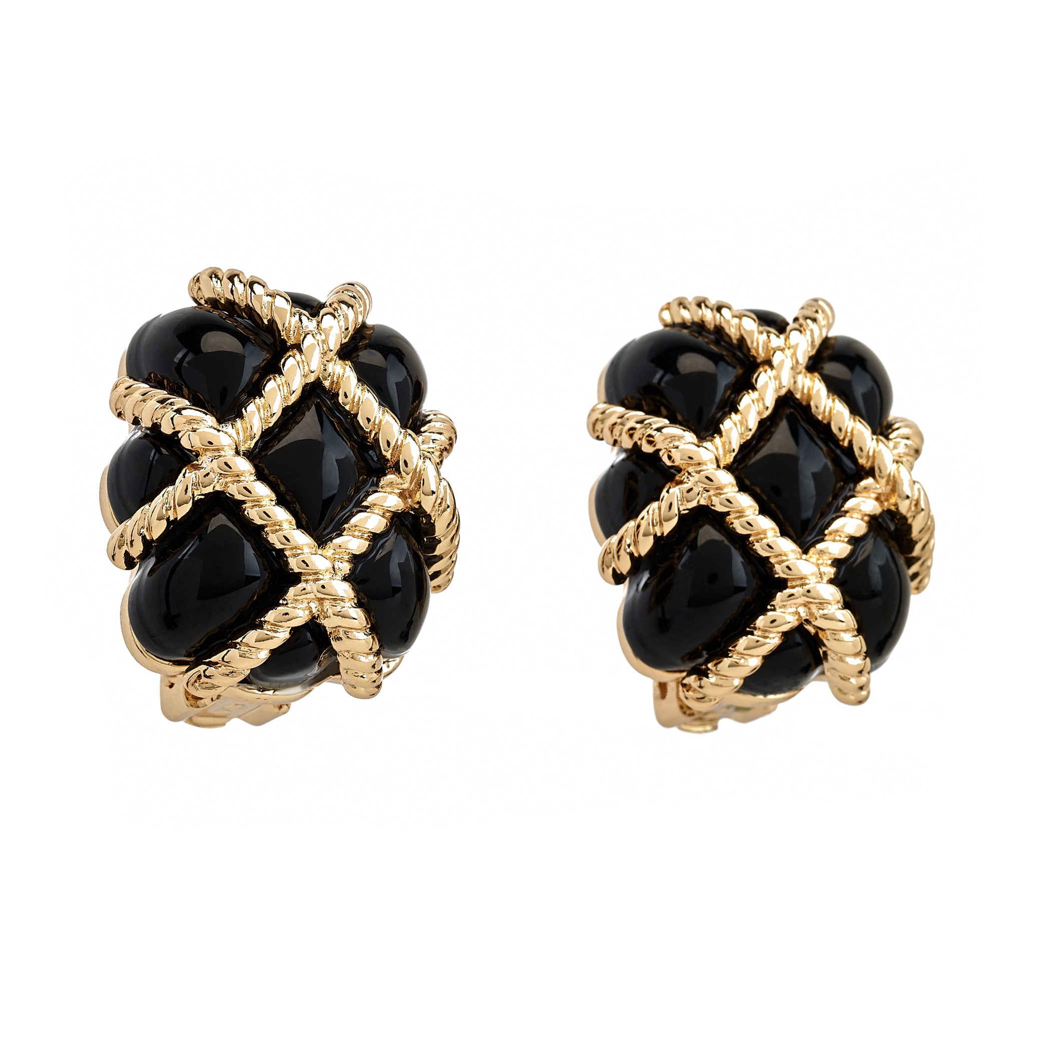 Black Quilted Clip-On Earrings