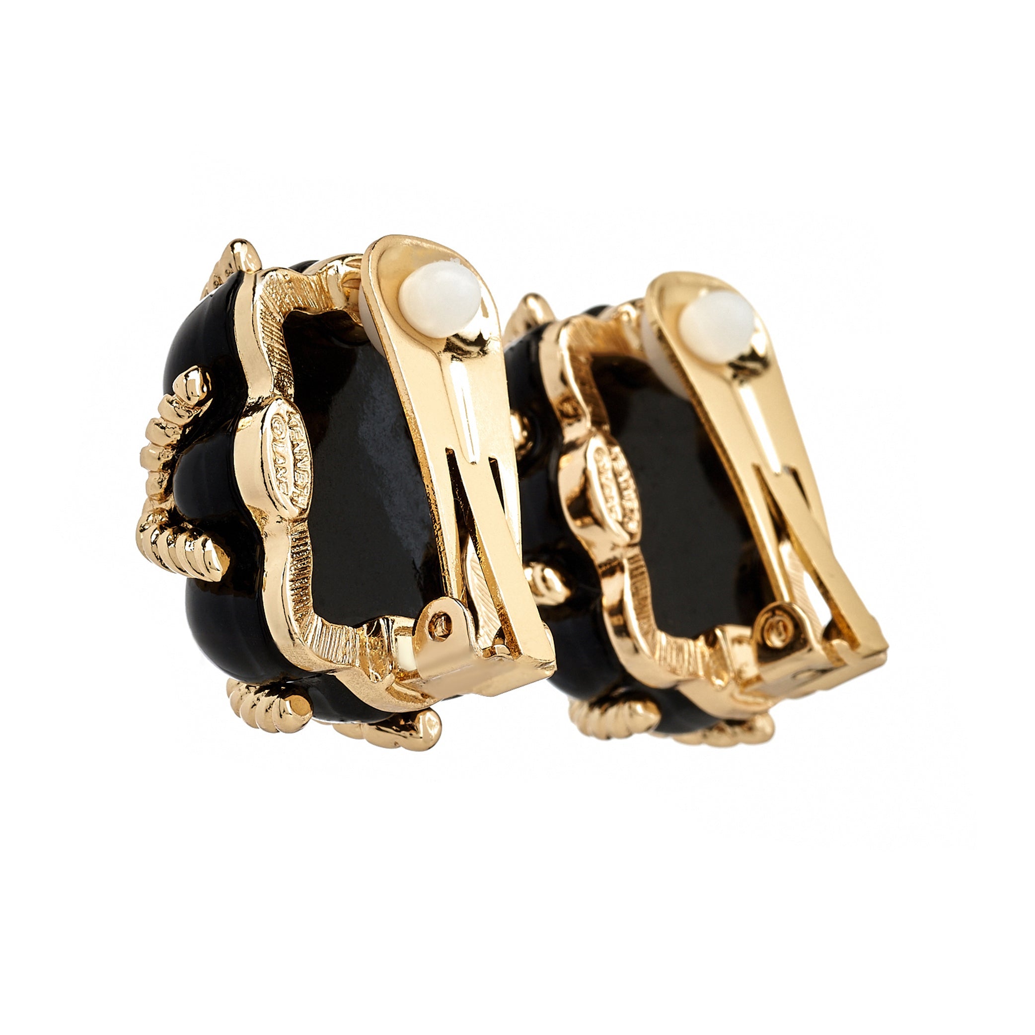 Black Quilted Clip-On Earrings