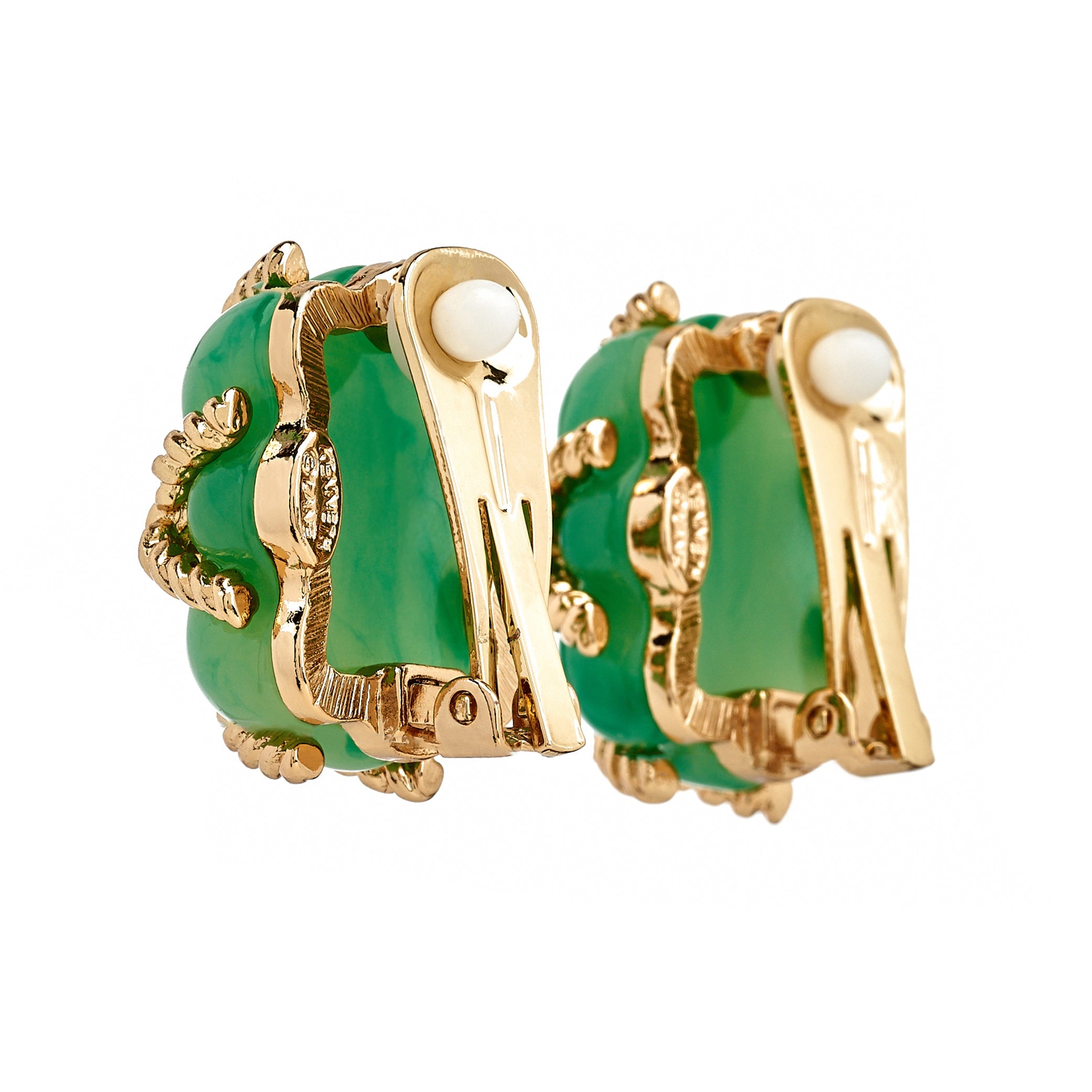 Jade Quilted Clip Earrings