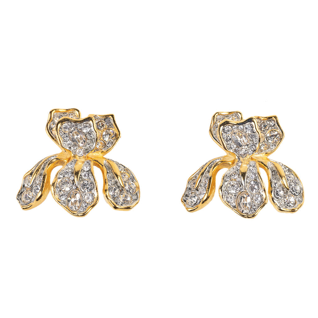 Gold and Crystal Iris Clip Earring