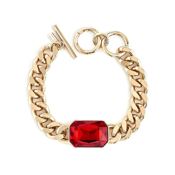 Ruby Octagon Chain Bracelet