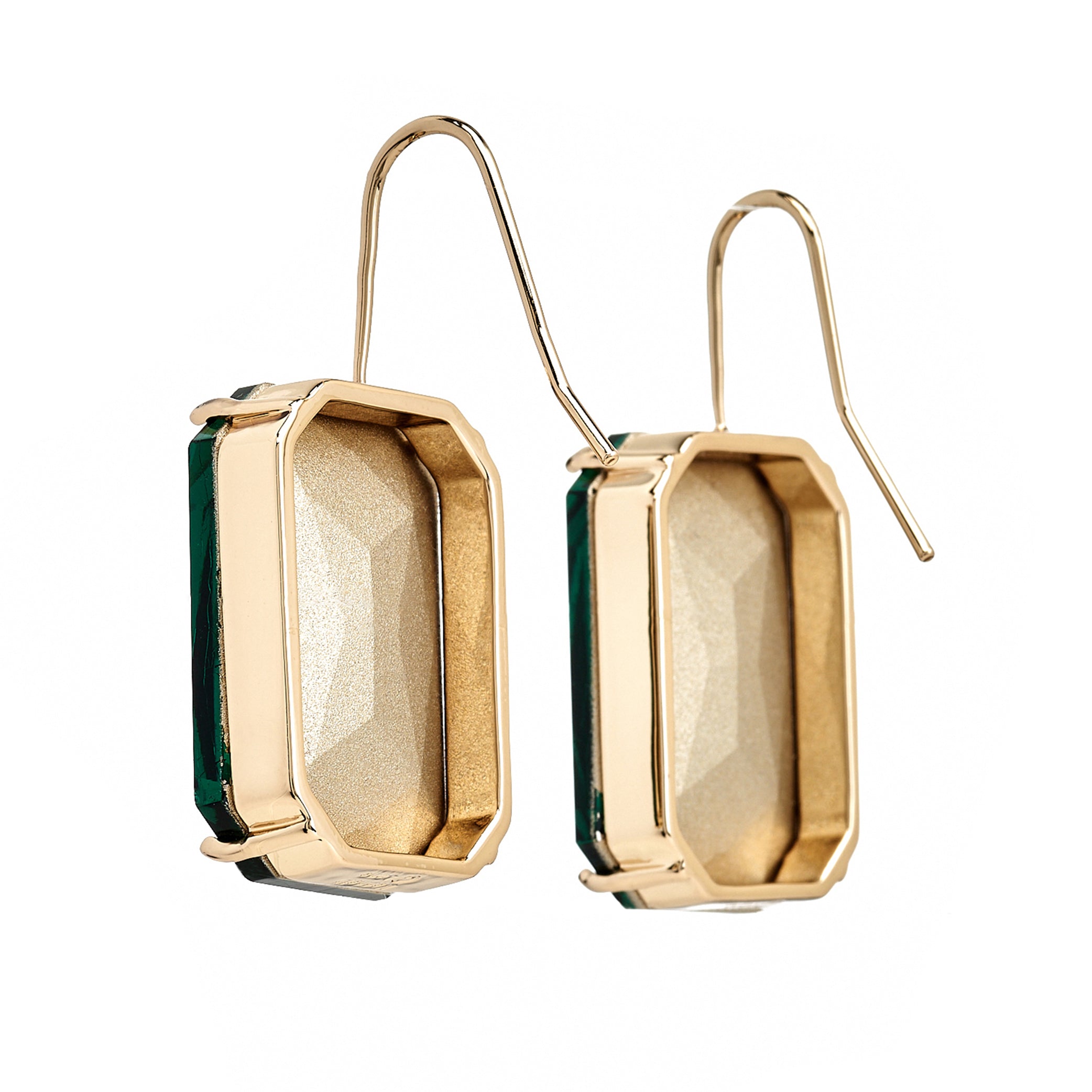 Emerald Octagon Fishhook Earrings