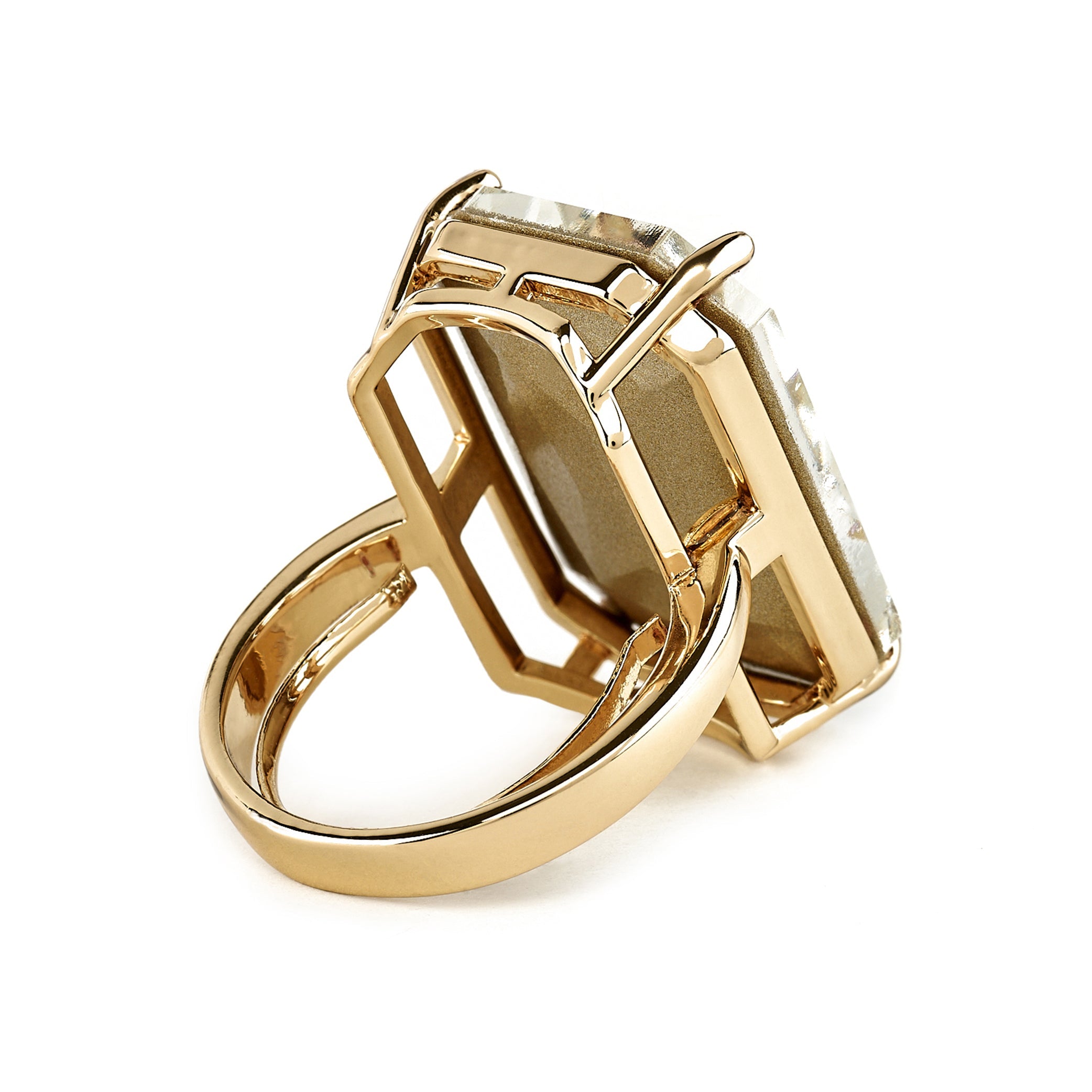 Crystal Octagon Stone Adjustable Ring
