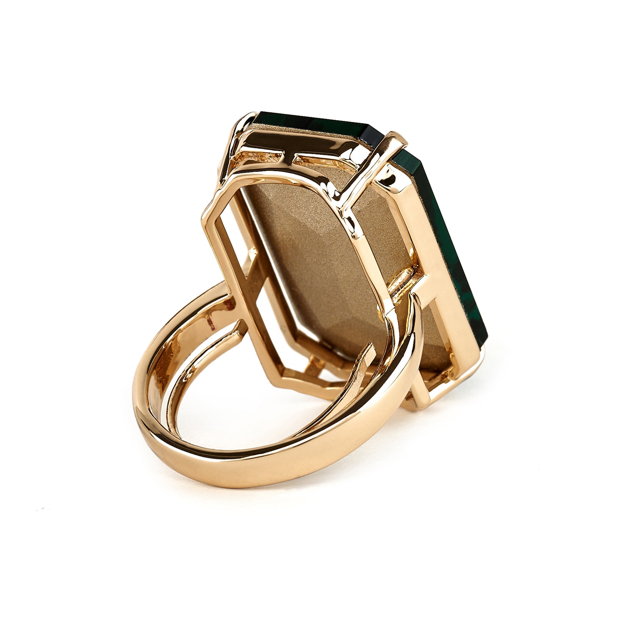 Emerald Octagon Stone Adjustable Ring