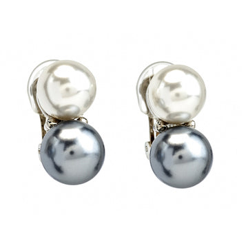 Two-Tone Double Pearl Clip-On Earrings