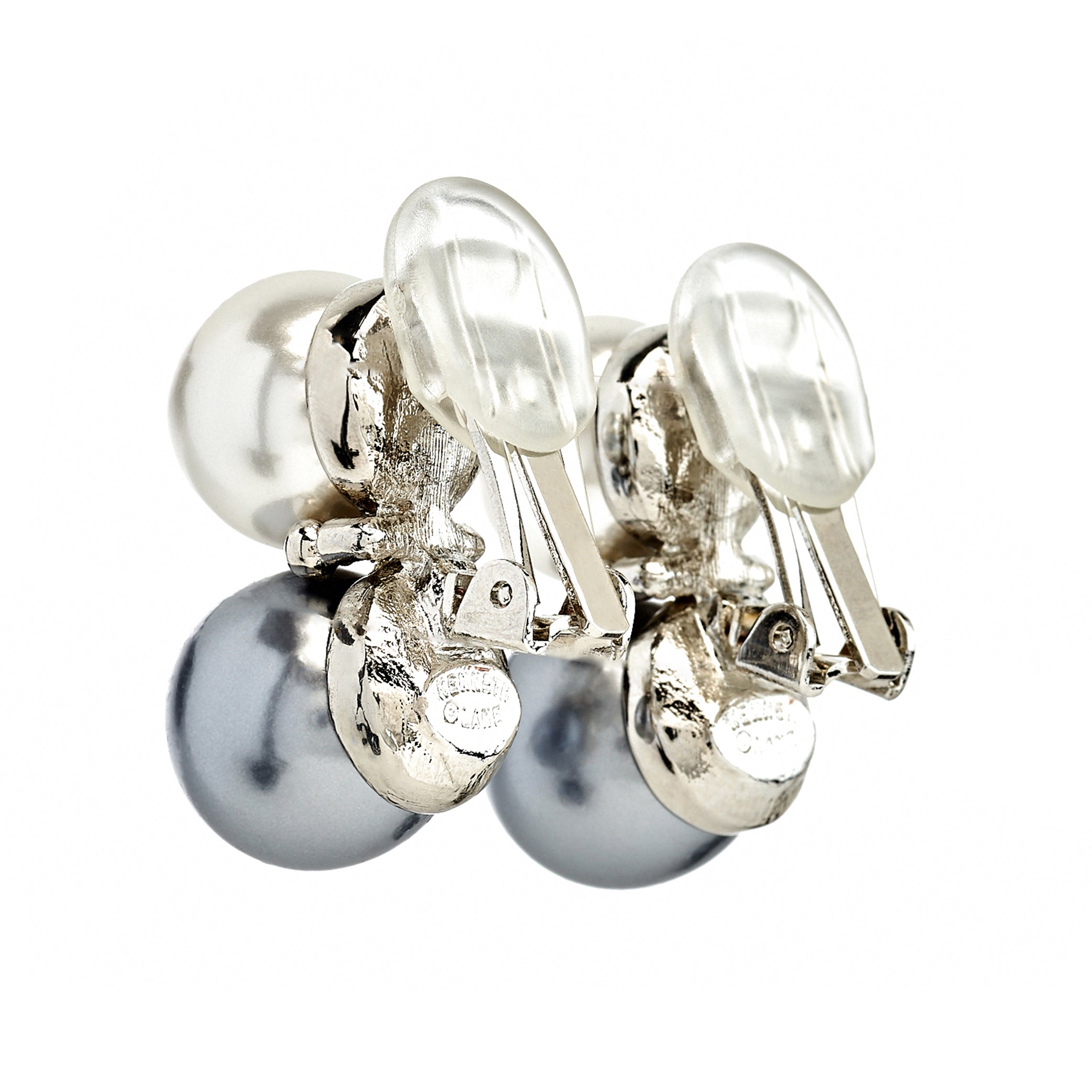 Two-Tone Double Pearl Clip-On Earrings