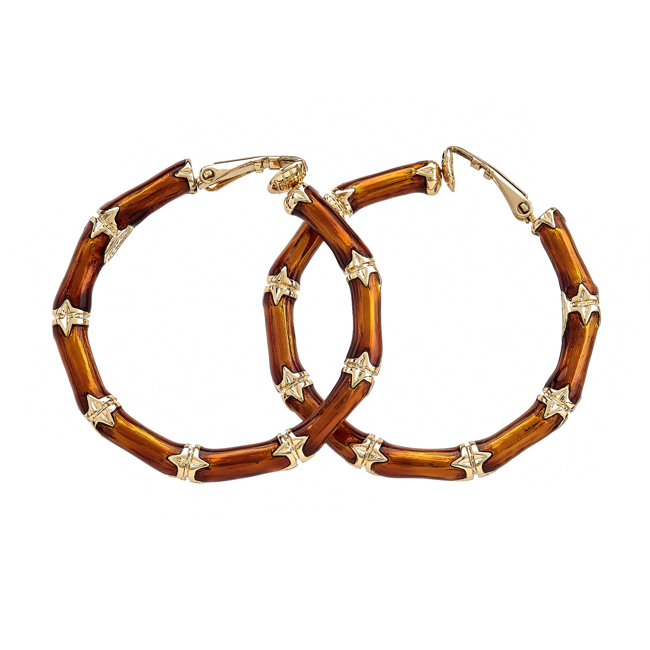 Brown Bamboo Hoop Earrings