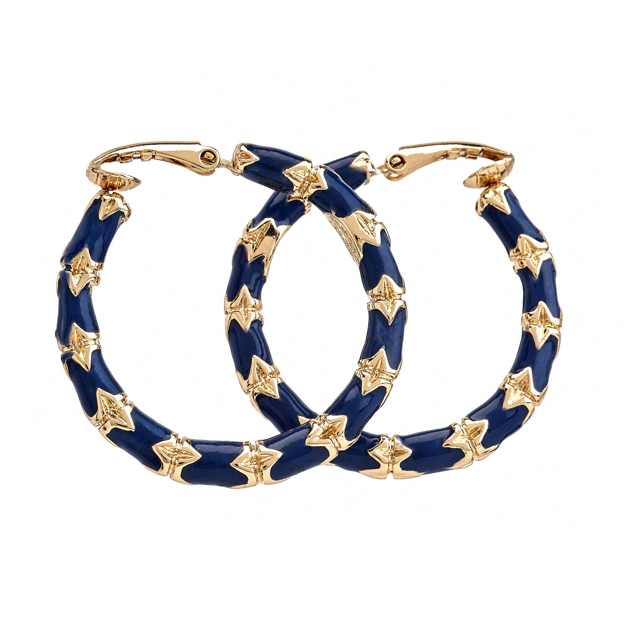 Lapis Bamboo Hoop Earrings
