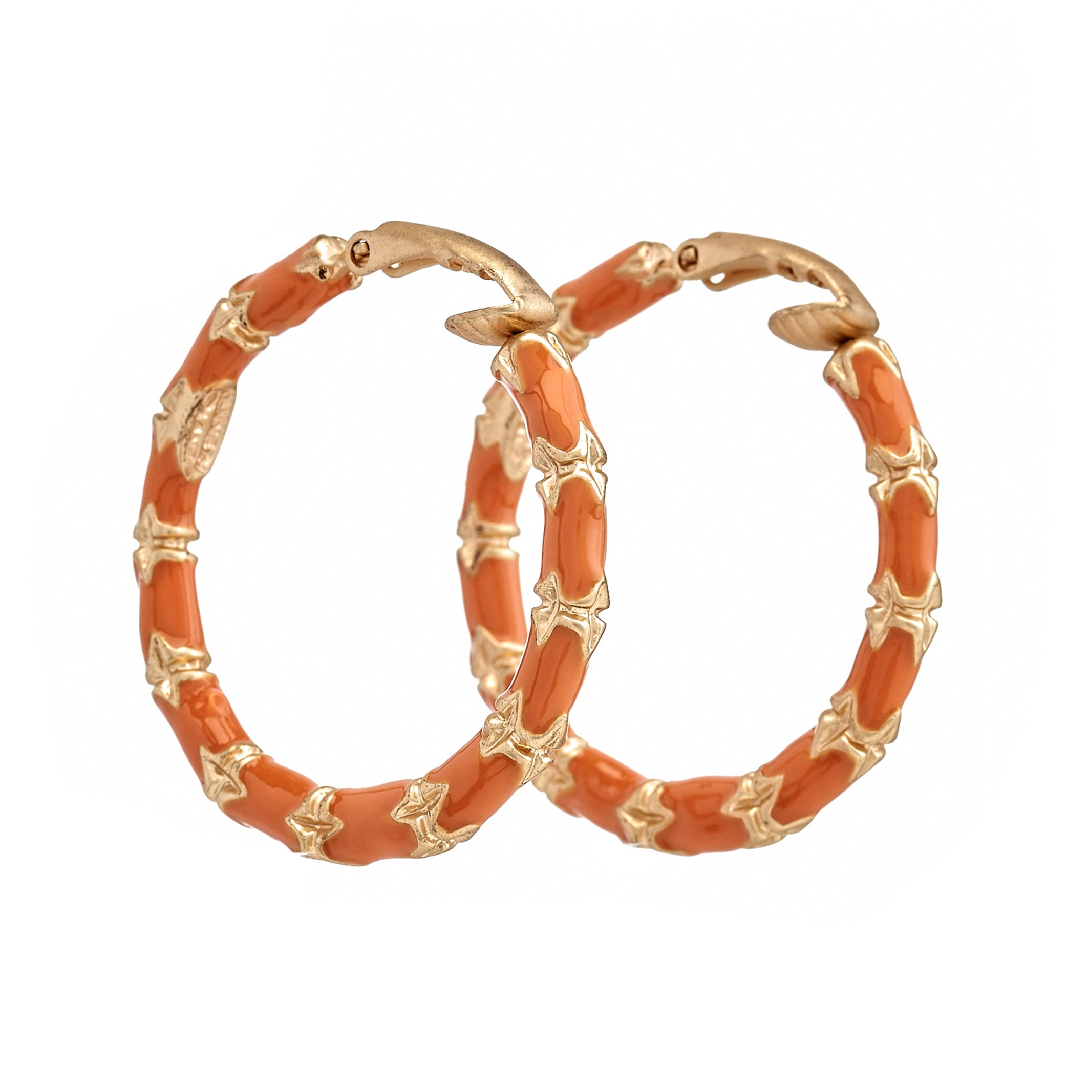 Small Coral Bamboo Hoop Earrings