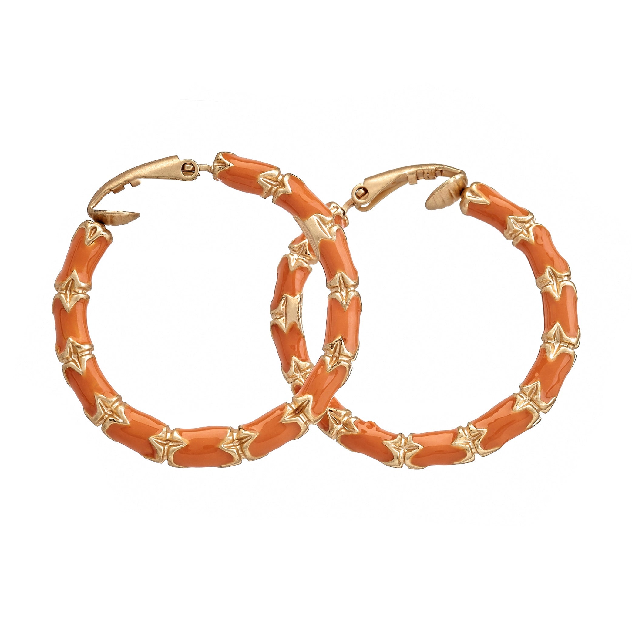 Small Coral Bamboo Hoop Earrings