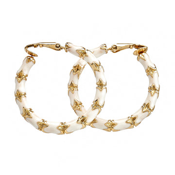 Small White Bamboo Hoop Earrings
