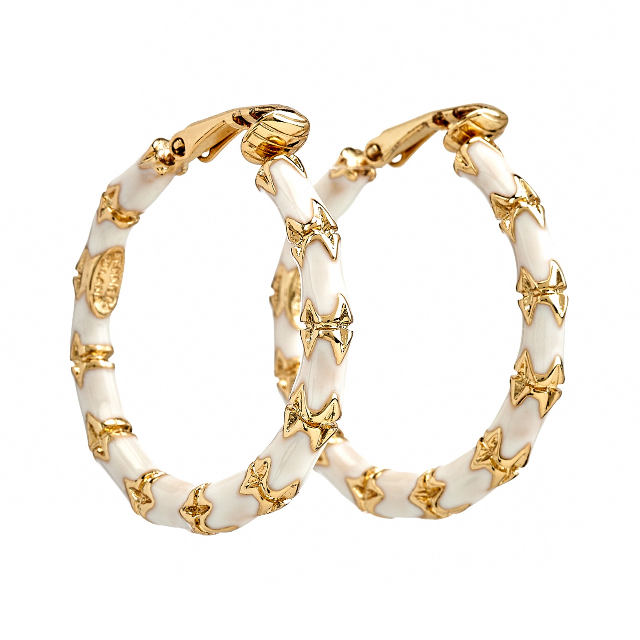 Small White Bamboo Hoop Earrings