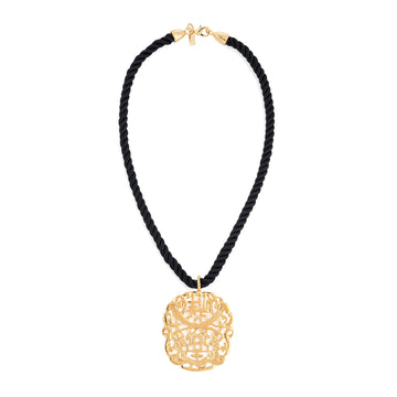 Gold Cut-Out Pendant Cord Necklace