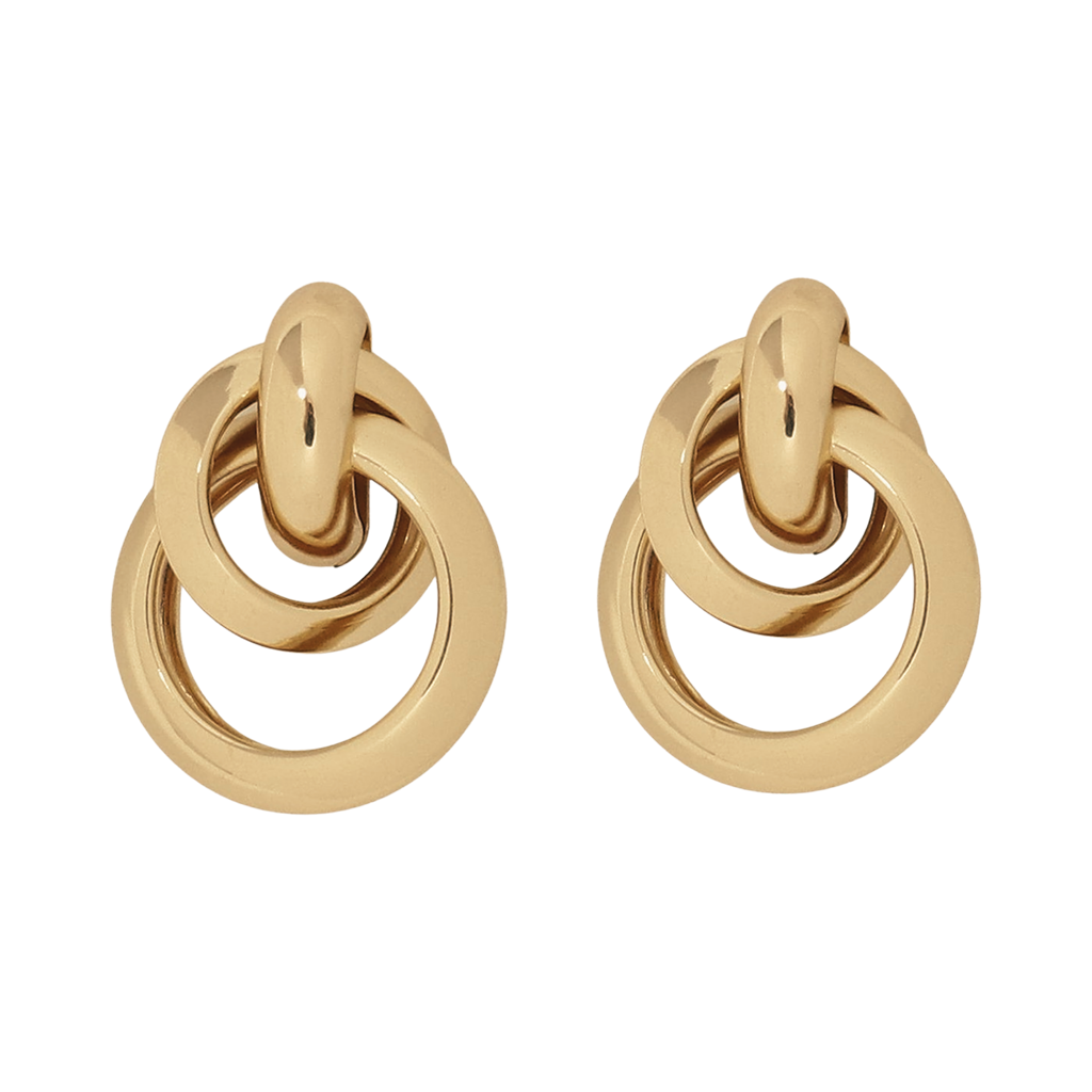 Polished Gold Interlock Love Knot Pierced Earring