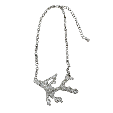 Rhodium Rhinestone Branch Necklace