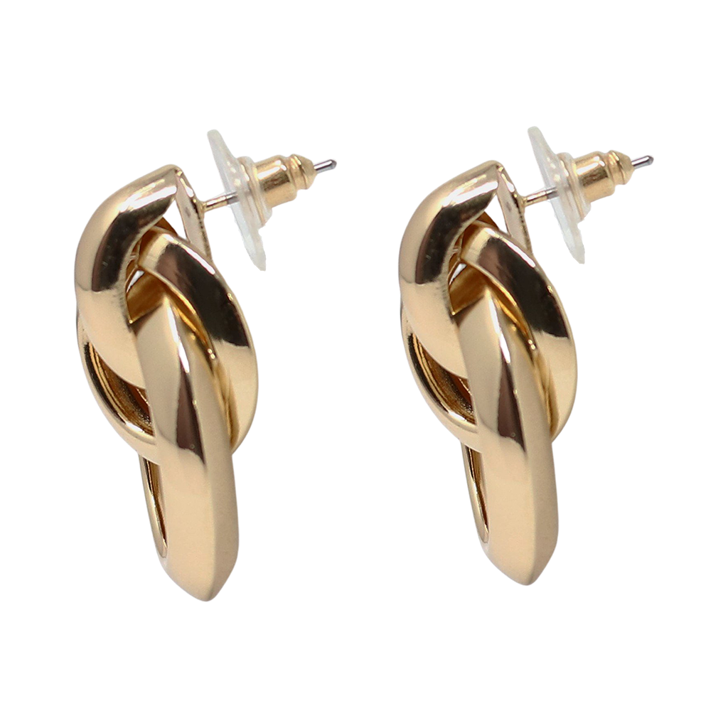 Polished Gold Interlock Love Knot Pierced Earring