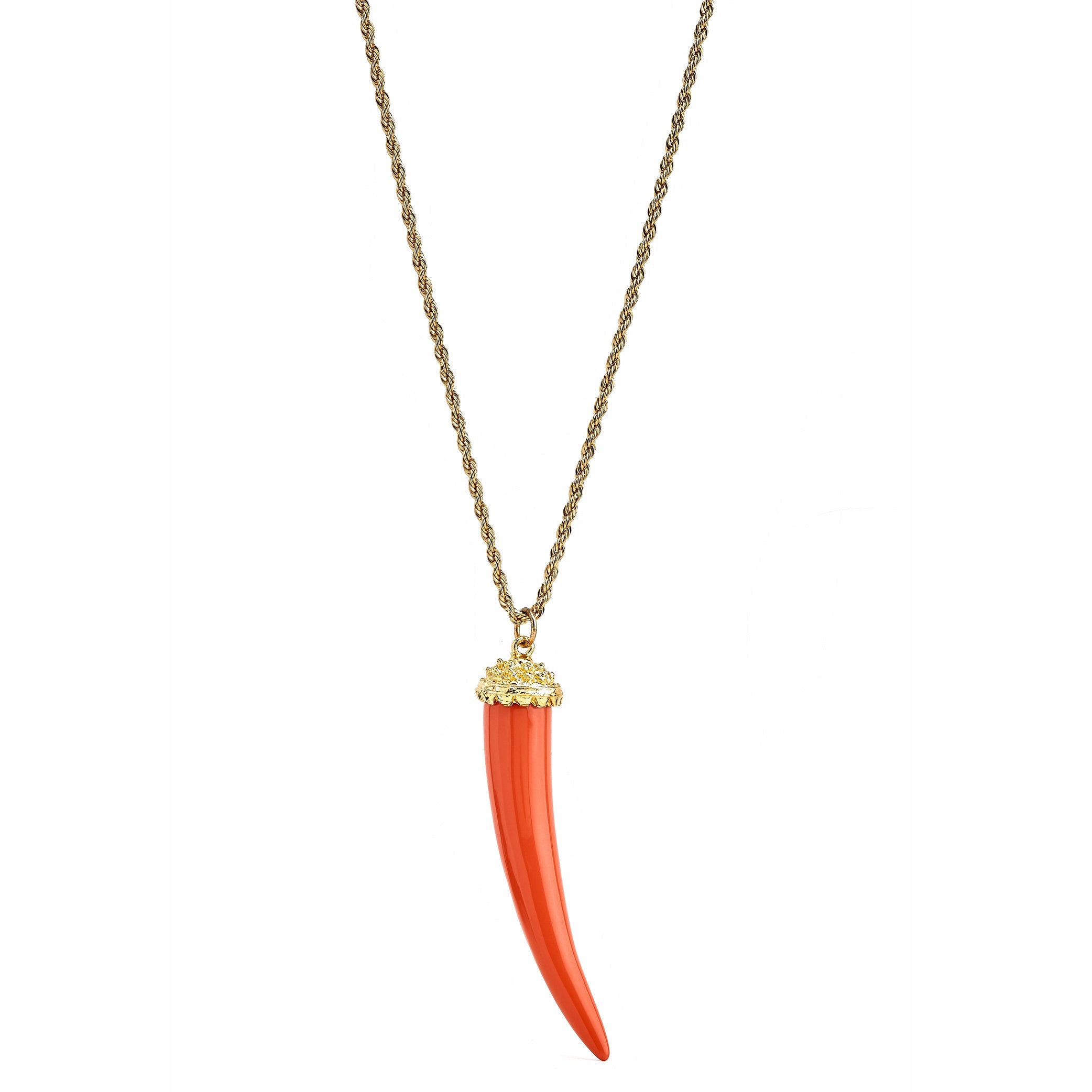 Coral Tusk Pendant Necklace