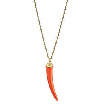 Coral Tusk Pendant Necklace