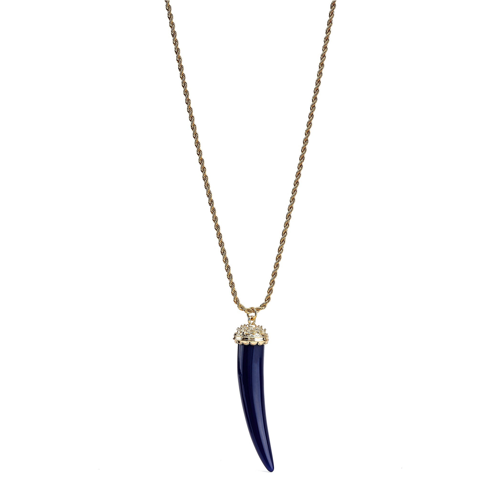 Lapis Tusk Pendant Necklace