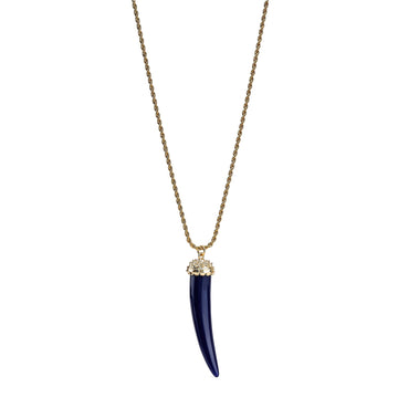 Lapis Tusk Pendant Necklace