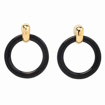 Black & Polished Gold Doorknocker Clip Earrings