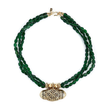Emerald Bead Pendant Necklace