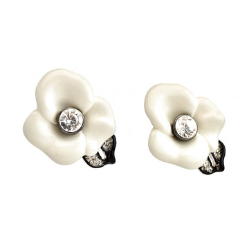 White Flower Clip-On Earrings