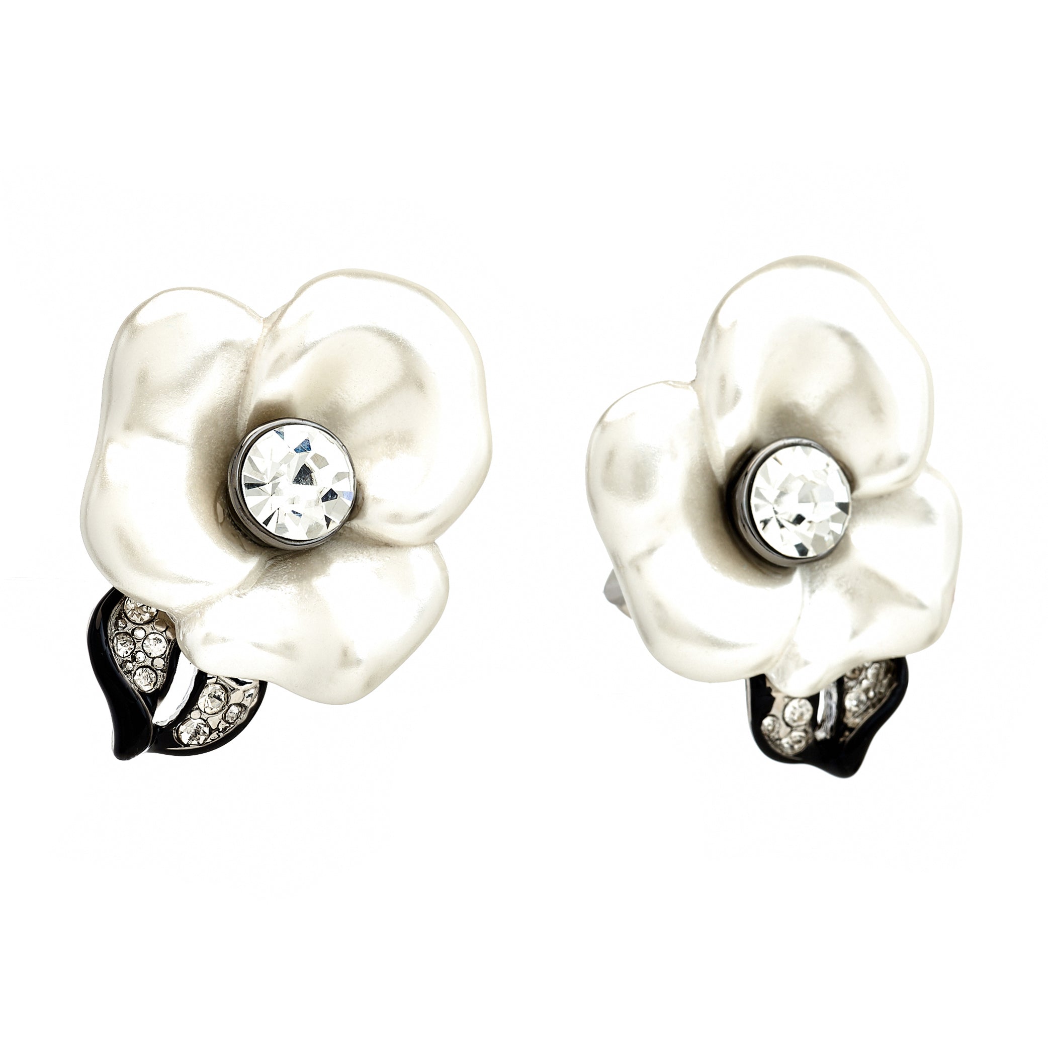 Pearl Flower Clip-On Earrings