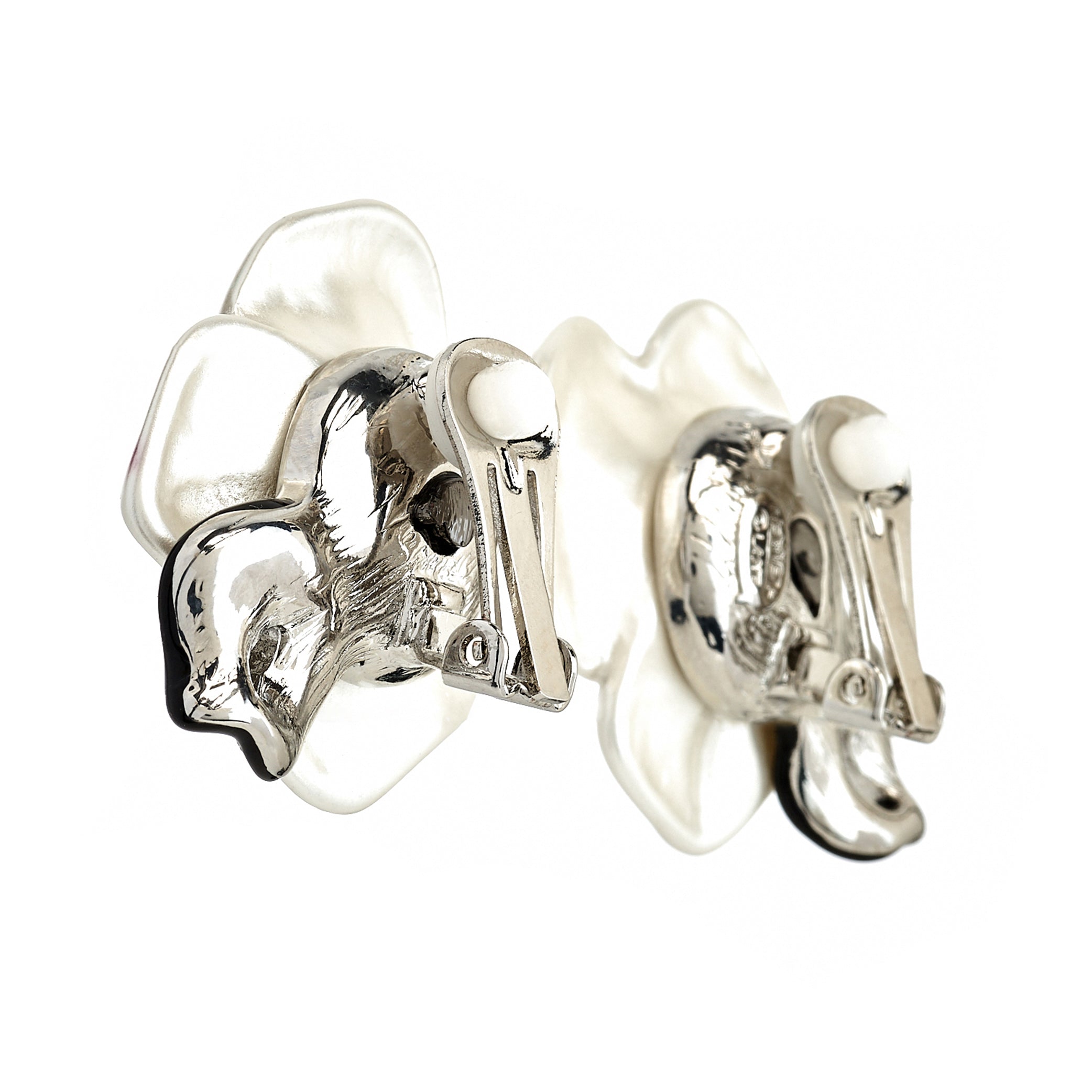 Pearl Flower Clip-On Earrings