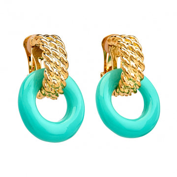 Turquoise Doorknocker Pierced Earrings