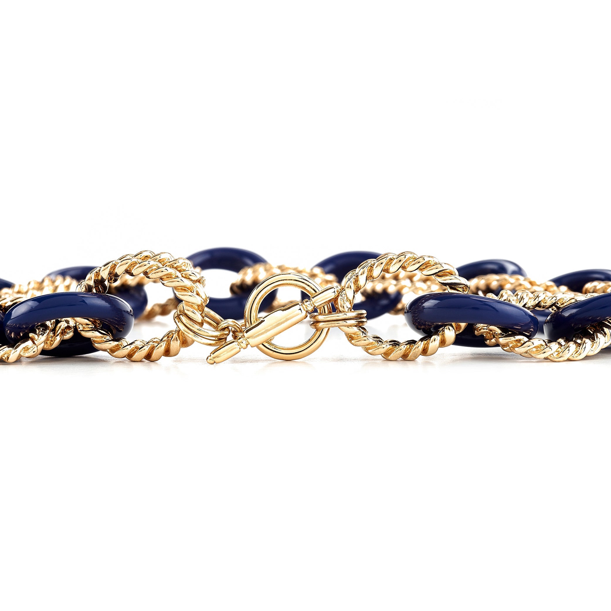 Gold & Lapis Twist Link Necklace