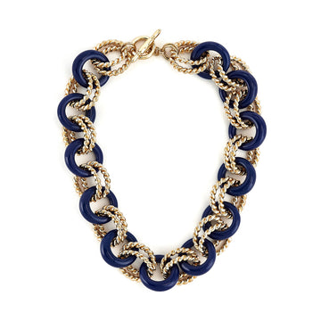 Gold & Lapis Twist Link Necklace