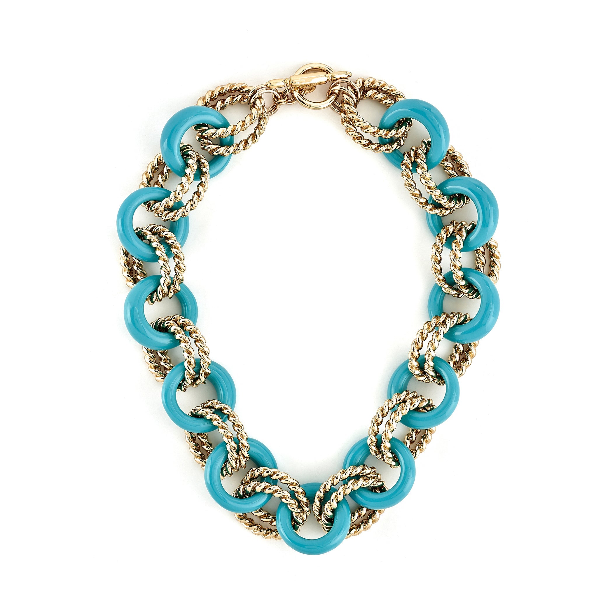 Gold & Turquoise Twist Link Necklace