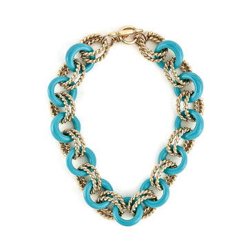 Gold & Turquoise Twist Link Necklace