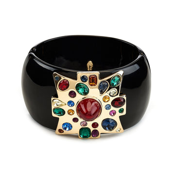 Large Ruby Center Black Maltese Cross Bracelet