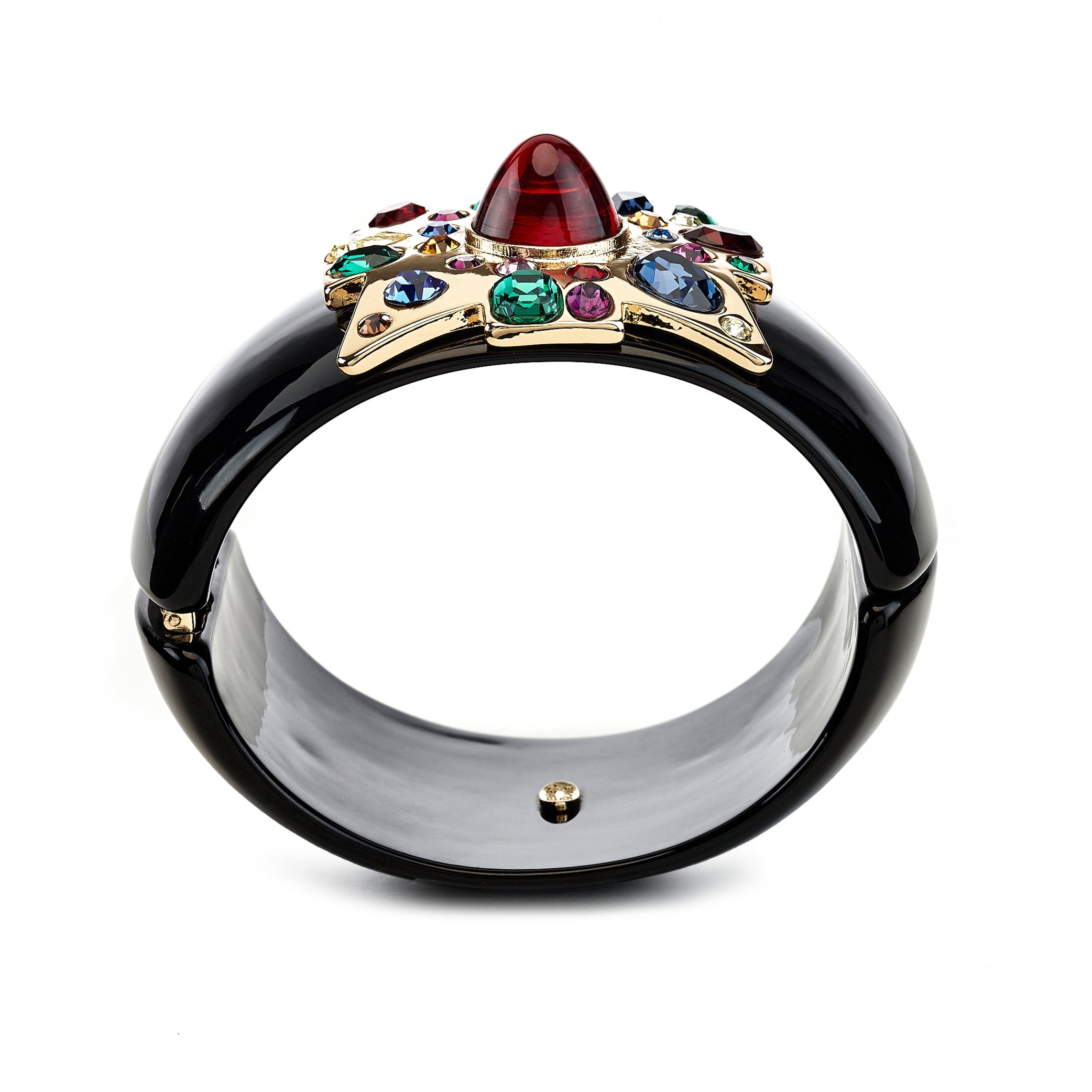 Large Ruby Center Black Maltese Cross Bracelet