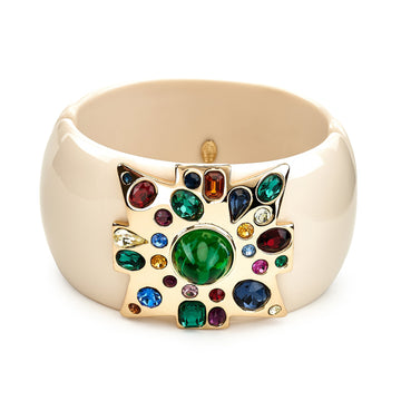 Emerald Center Ivory Maltese Cross Bracelet