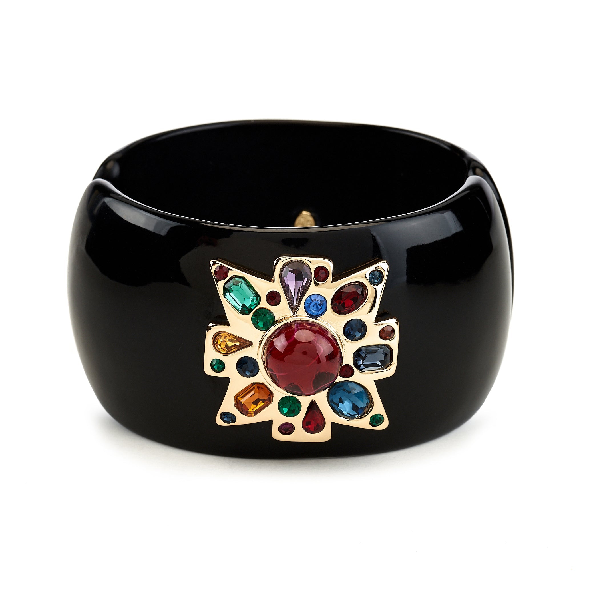 Ruby Center Black Maltese Cross Bracelet