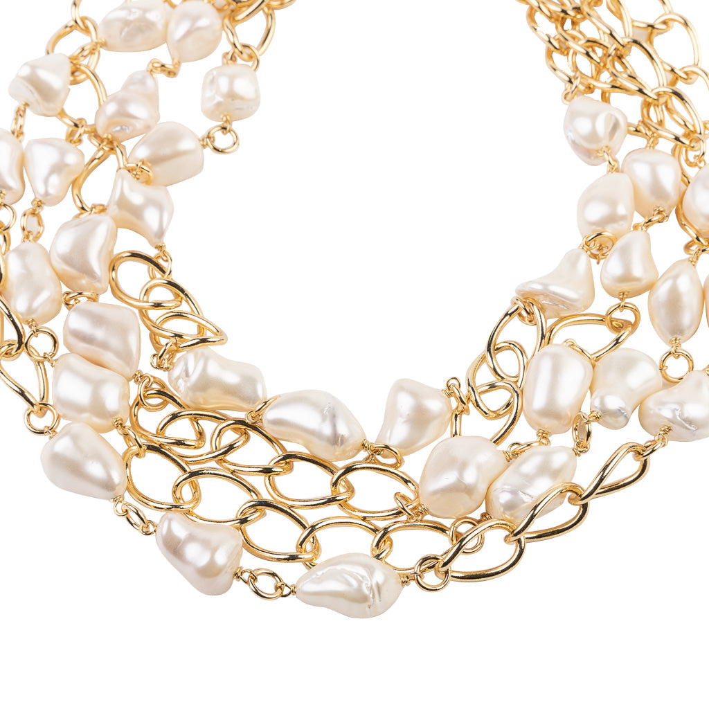 Gold and Pearl Nugget Necklace