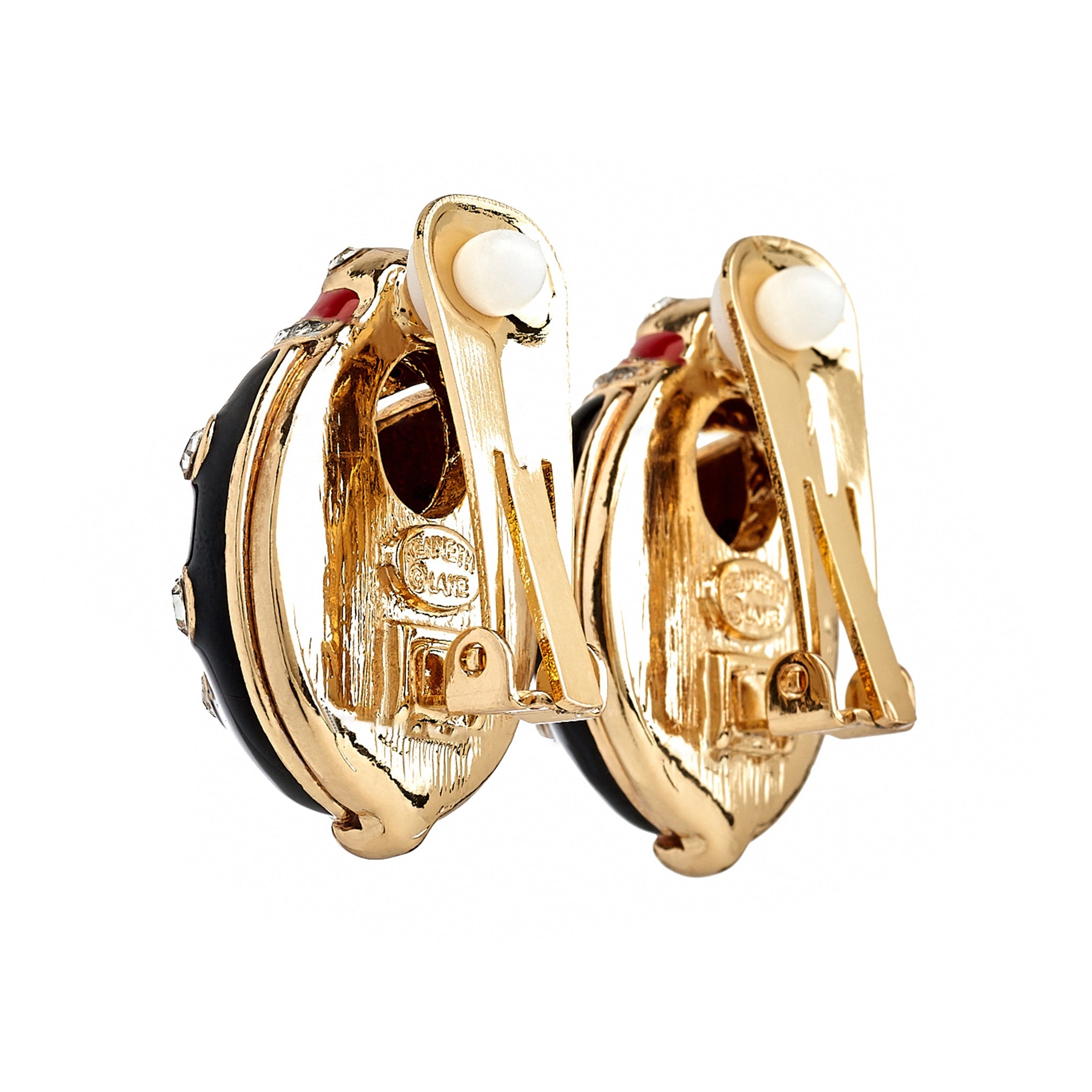 Black Ladybug Clip-On Earrings