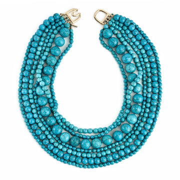 Seven Row Turquoise Bead Necklace