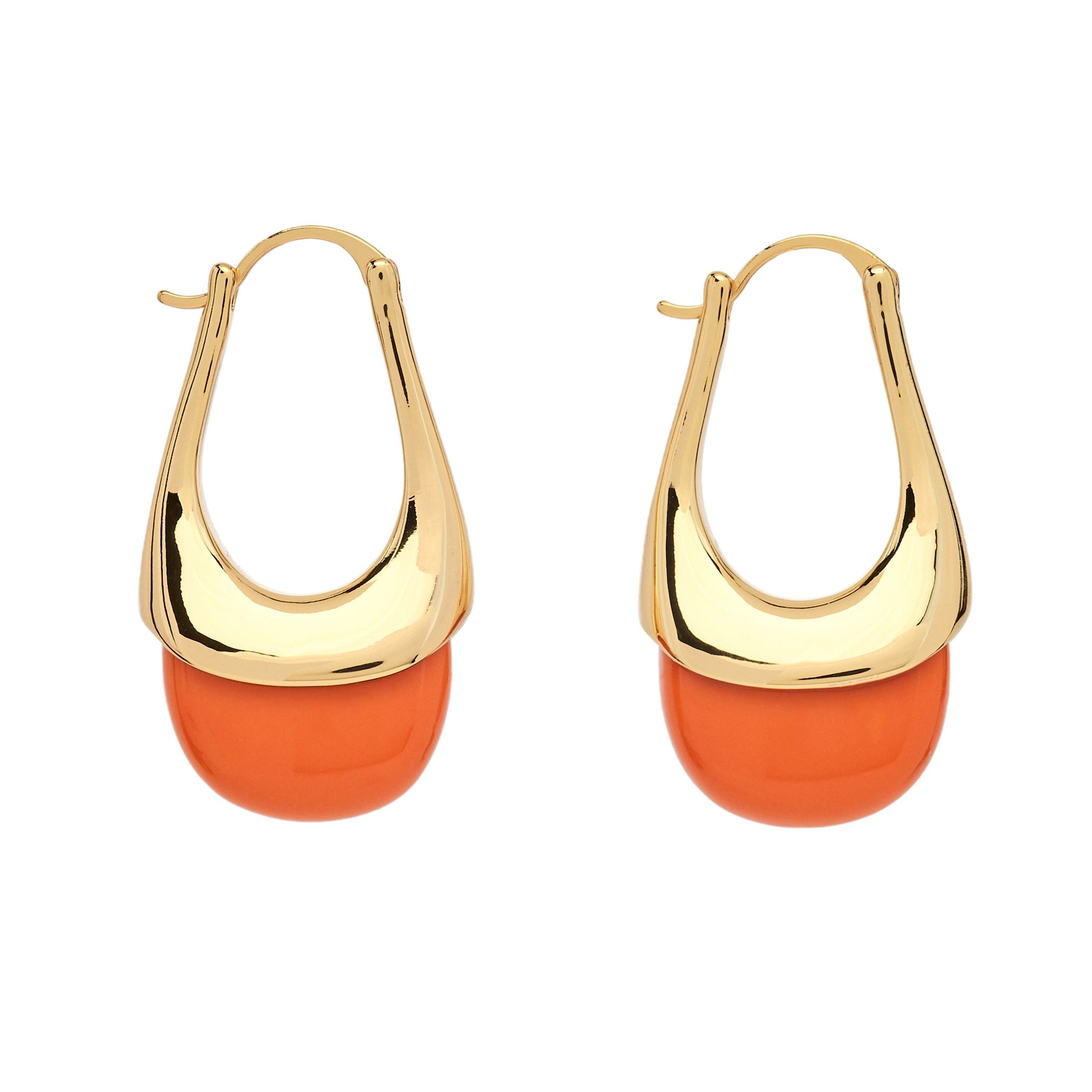 Gold and Coral Drop Earrings